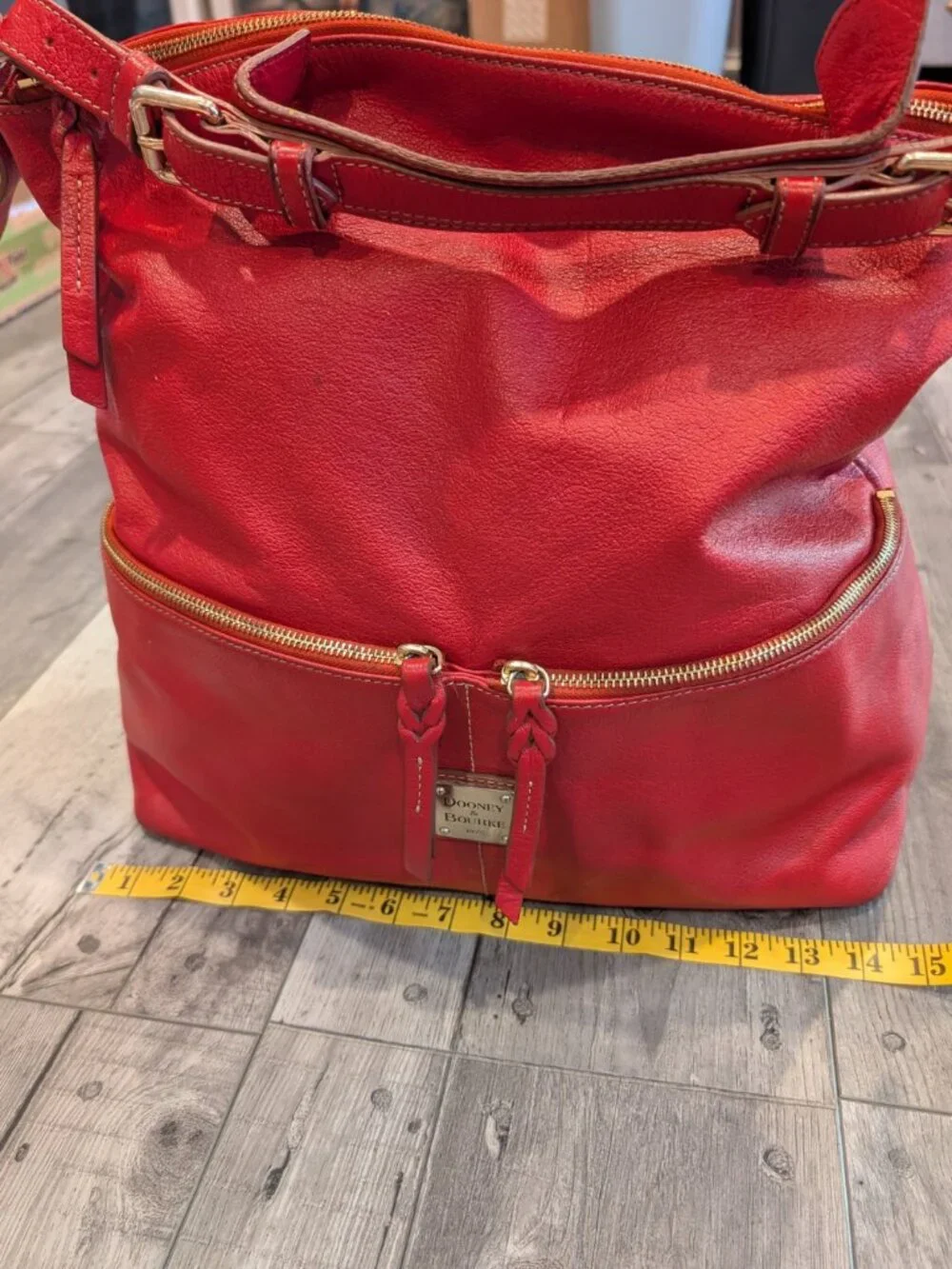 Dooney & Bourke Large Red Leather Hobo Shoulder Bag GUC